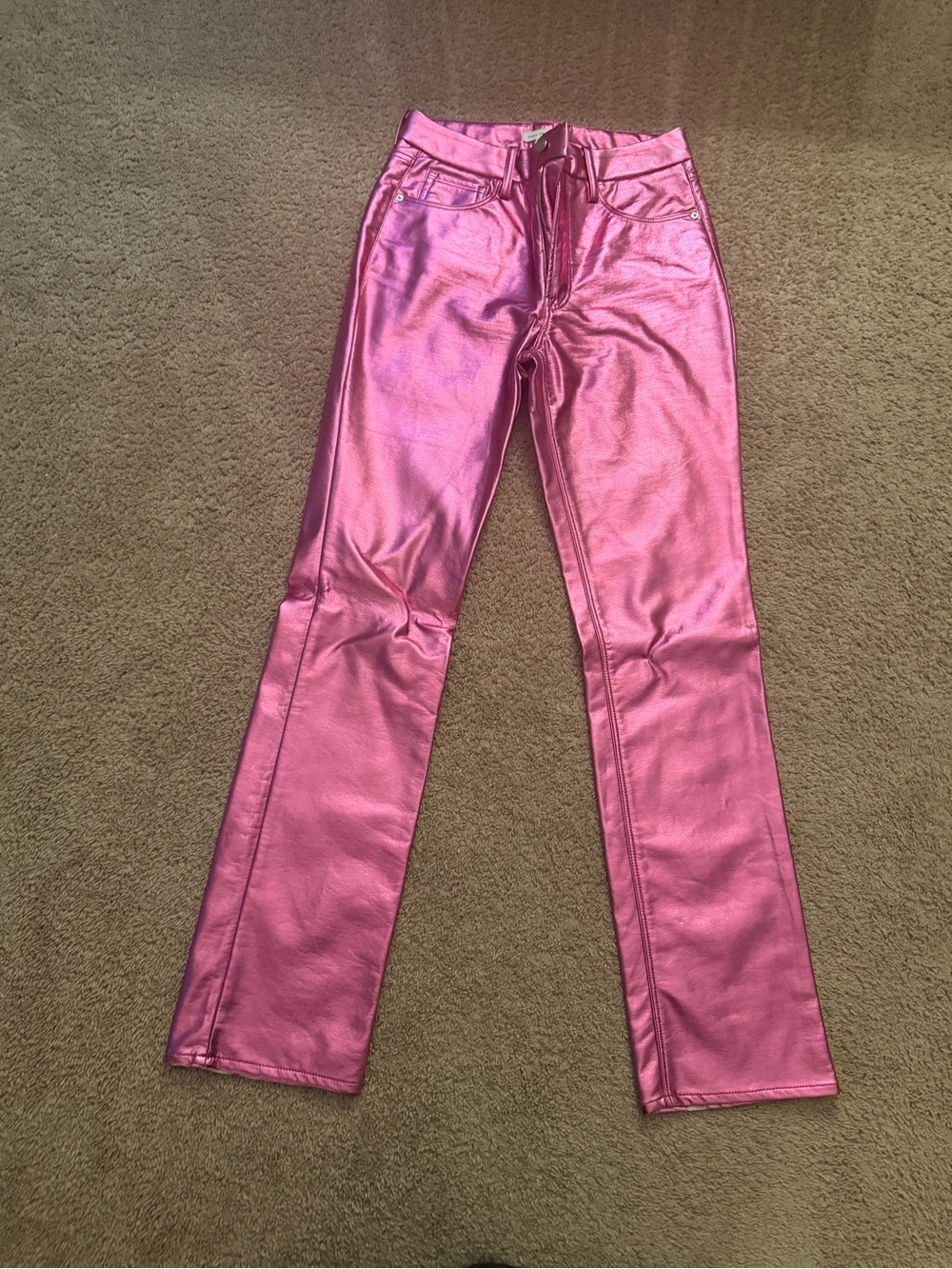 Good American Metallic Fuchsia Moto Jacket
